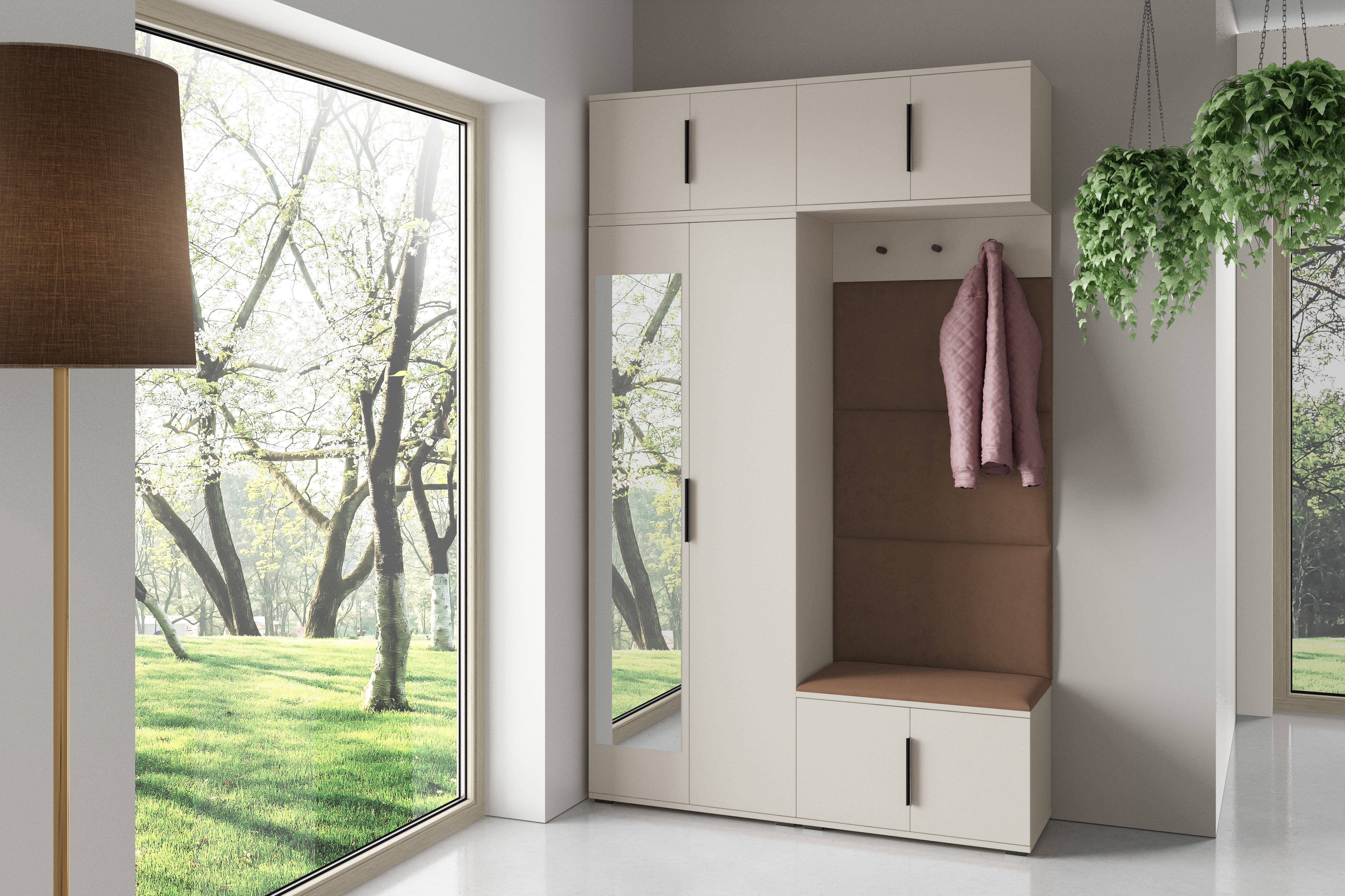 PK Bianco 1 Hallway Wardrobe Set -  Upholstered Panels in Various Colours
