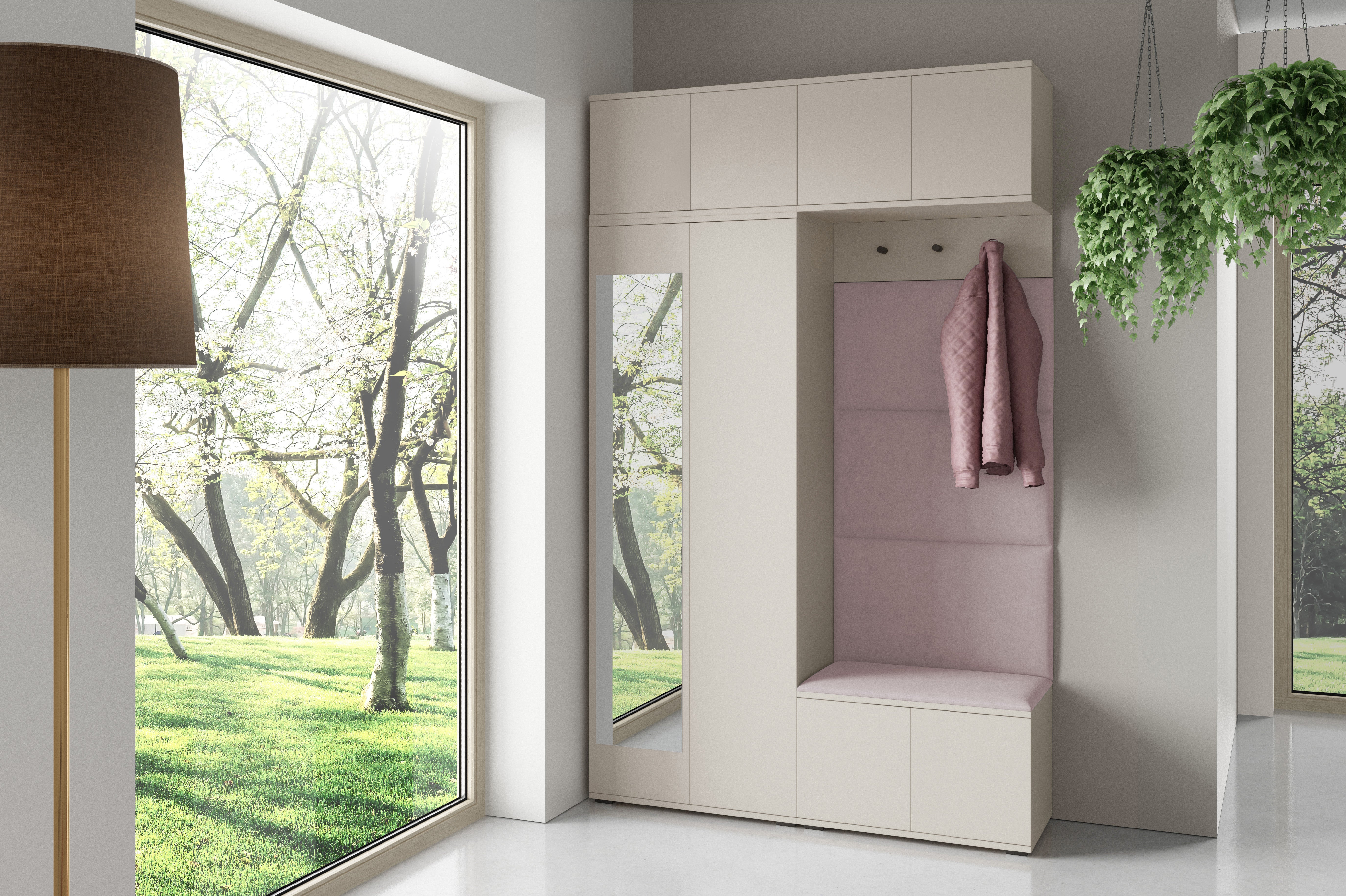 PK Bianco 1 Hallway Wardrobe Set -  Upholstered Panels in Various Colours