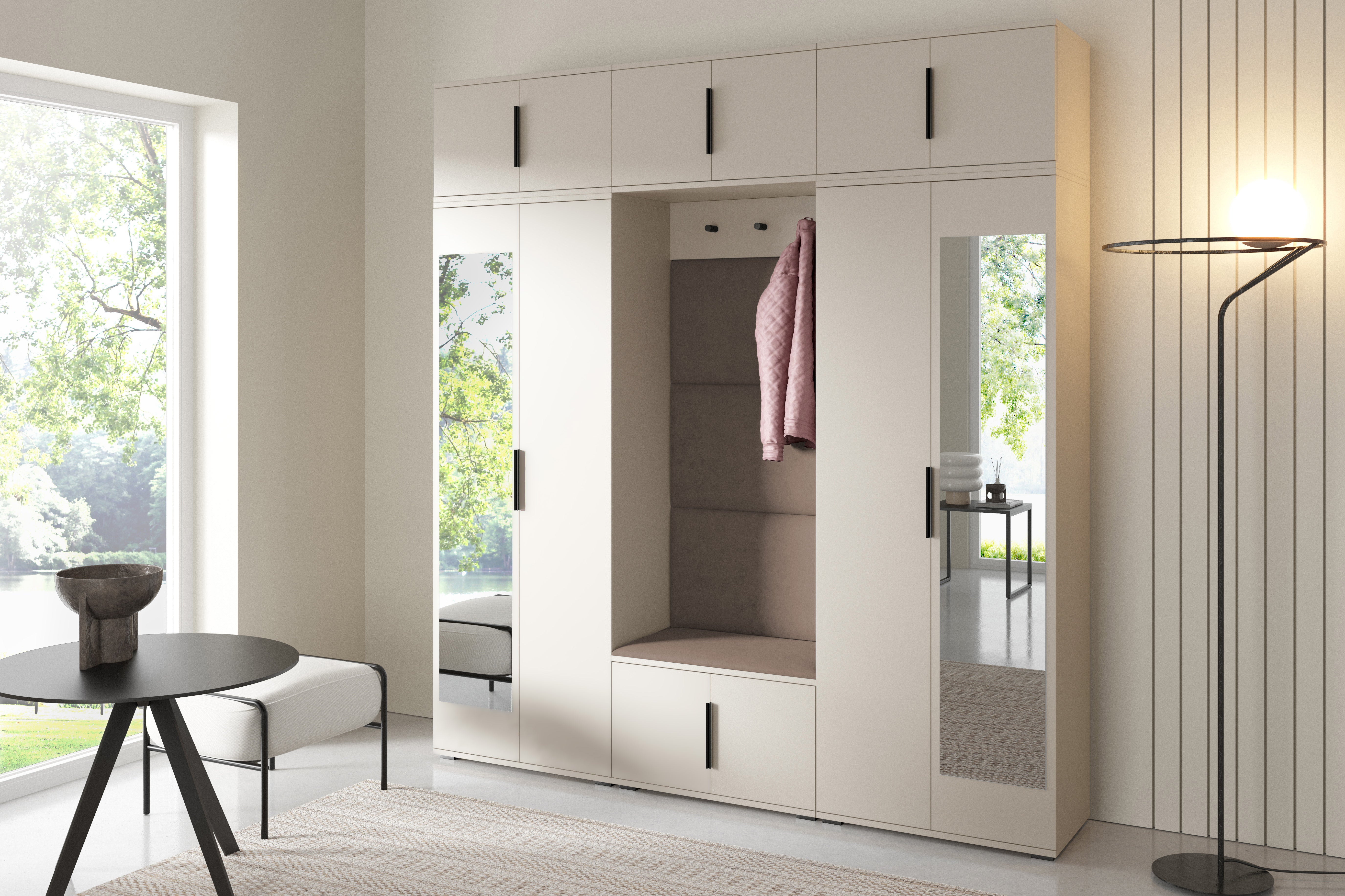 PK Bianco 2 Hallway Wardrobe Set - Upholstered Panels in Various Colours