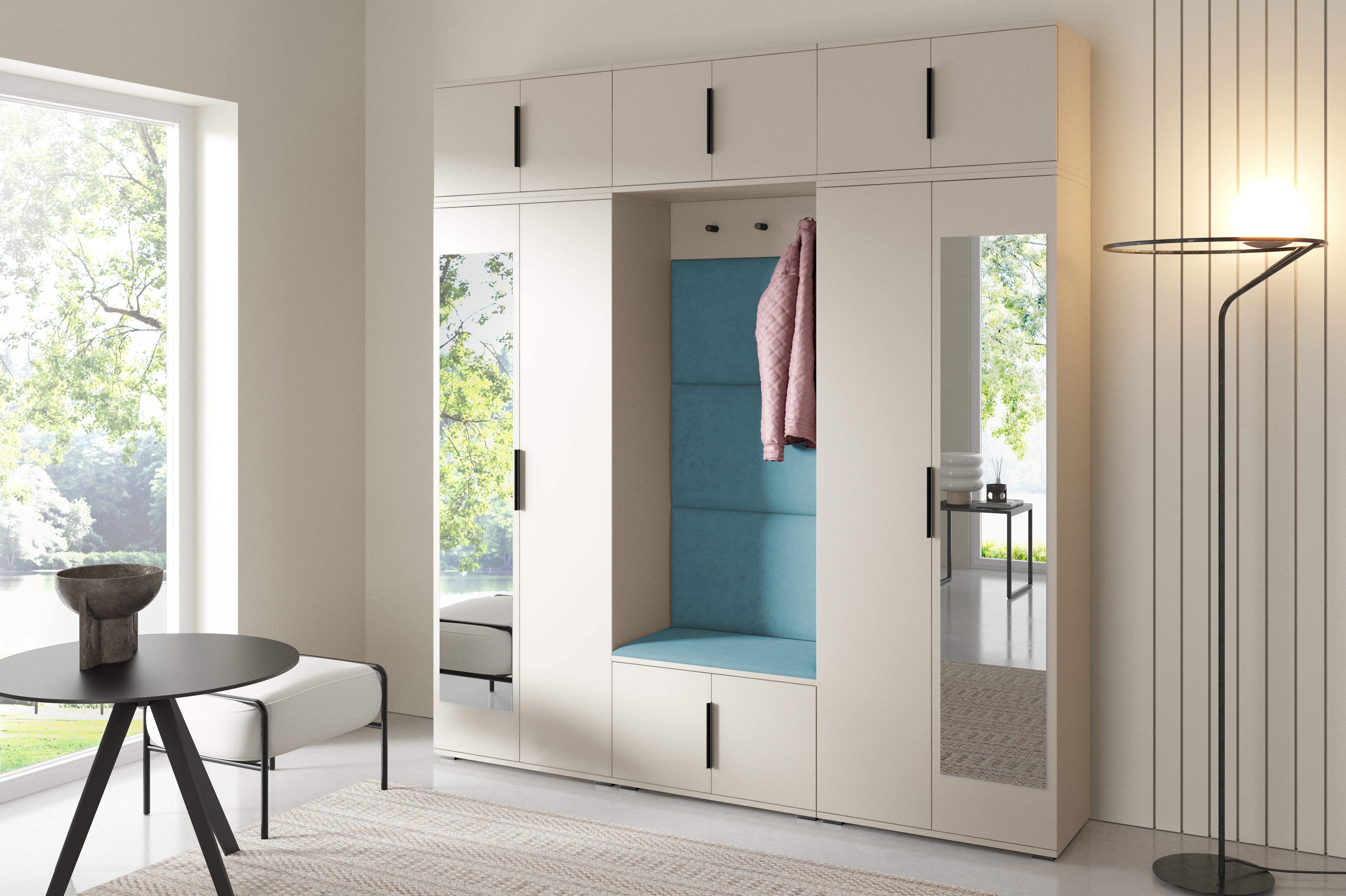 PK Bianco 2 Hallway Wardrobe Set - Upholstered Panels in Various Colours