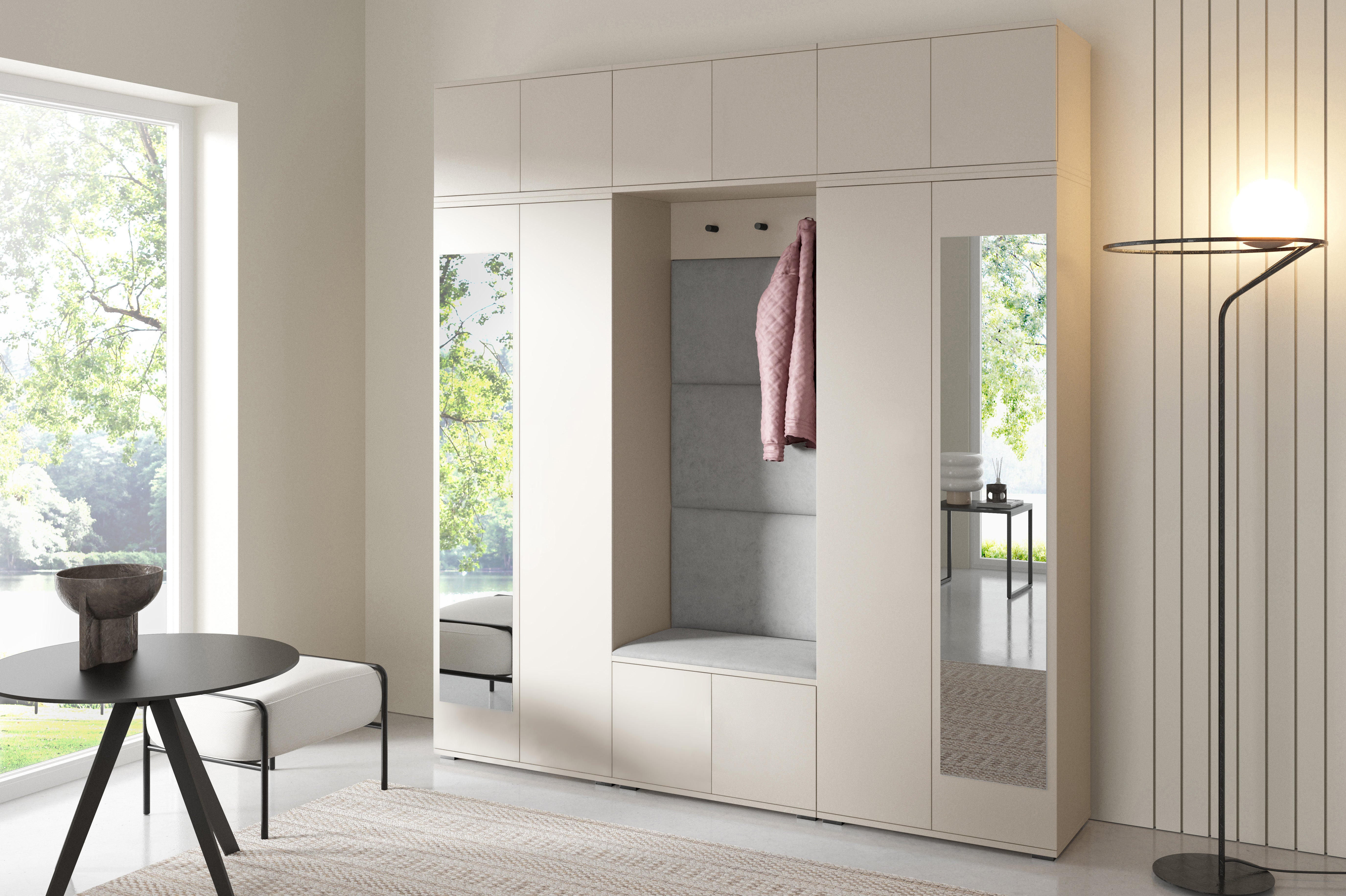 PK Bianco 2 Hallway Wardrobe Set - Upholstered Panels in Various Colours