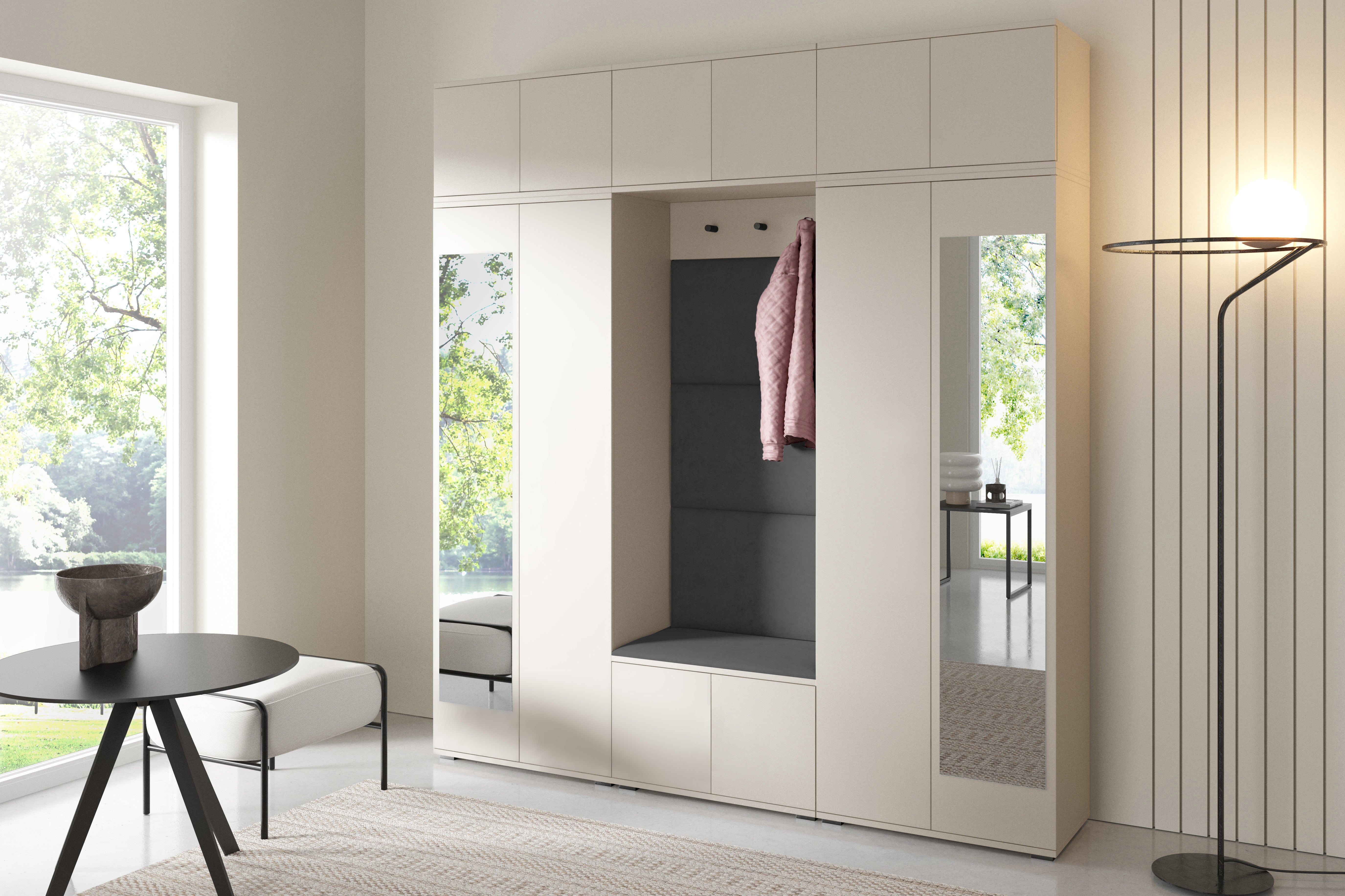 PK Bianco 2 Hallway Wardrobe Set - Upholstered Panels in Various Colours