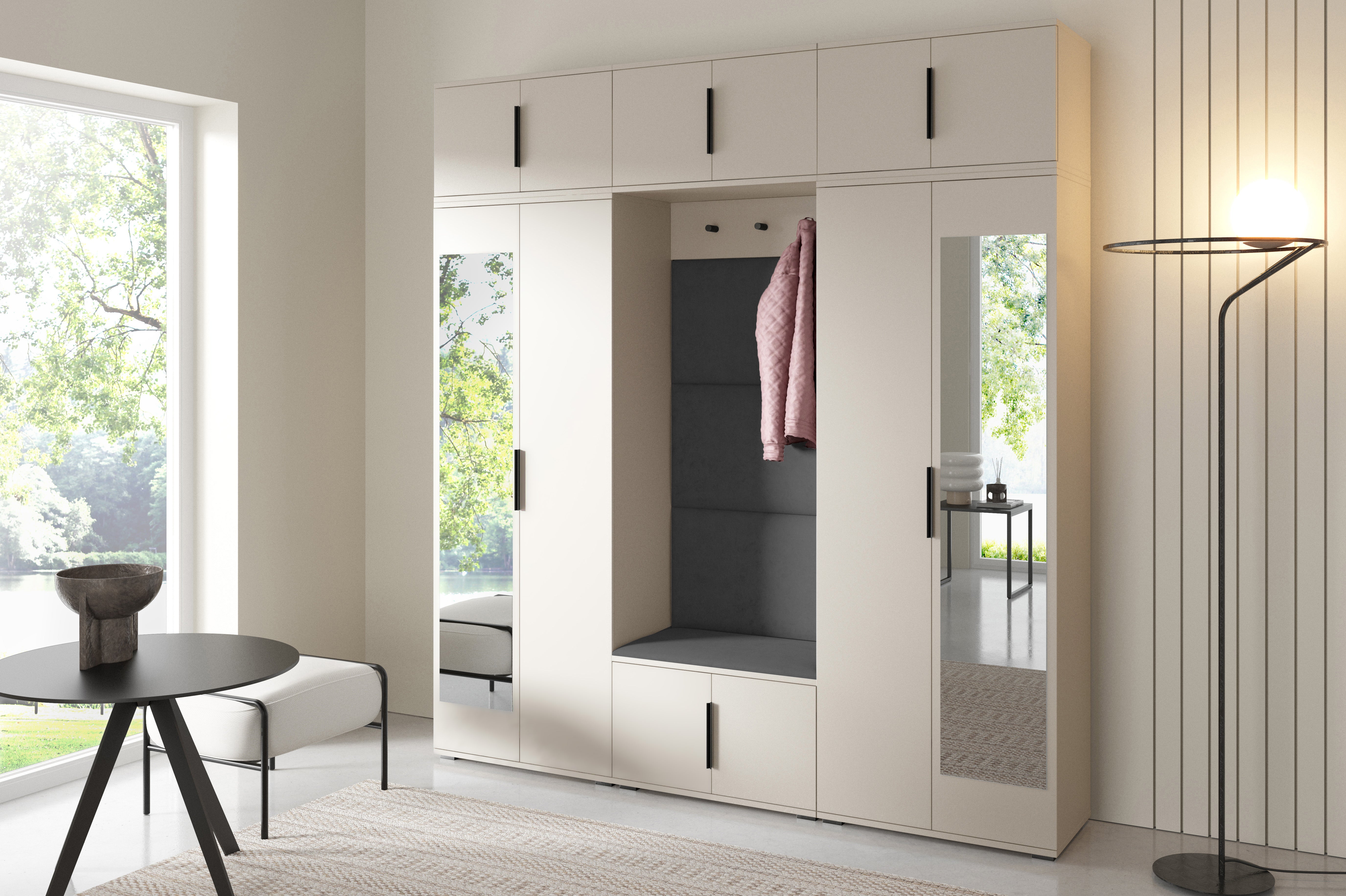 PK Bianco 2 Hallway Wardrobe Set - Upholstered Panels in Various Colours