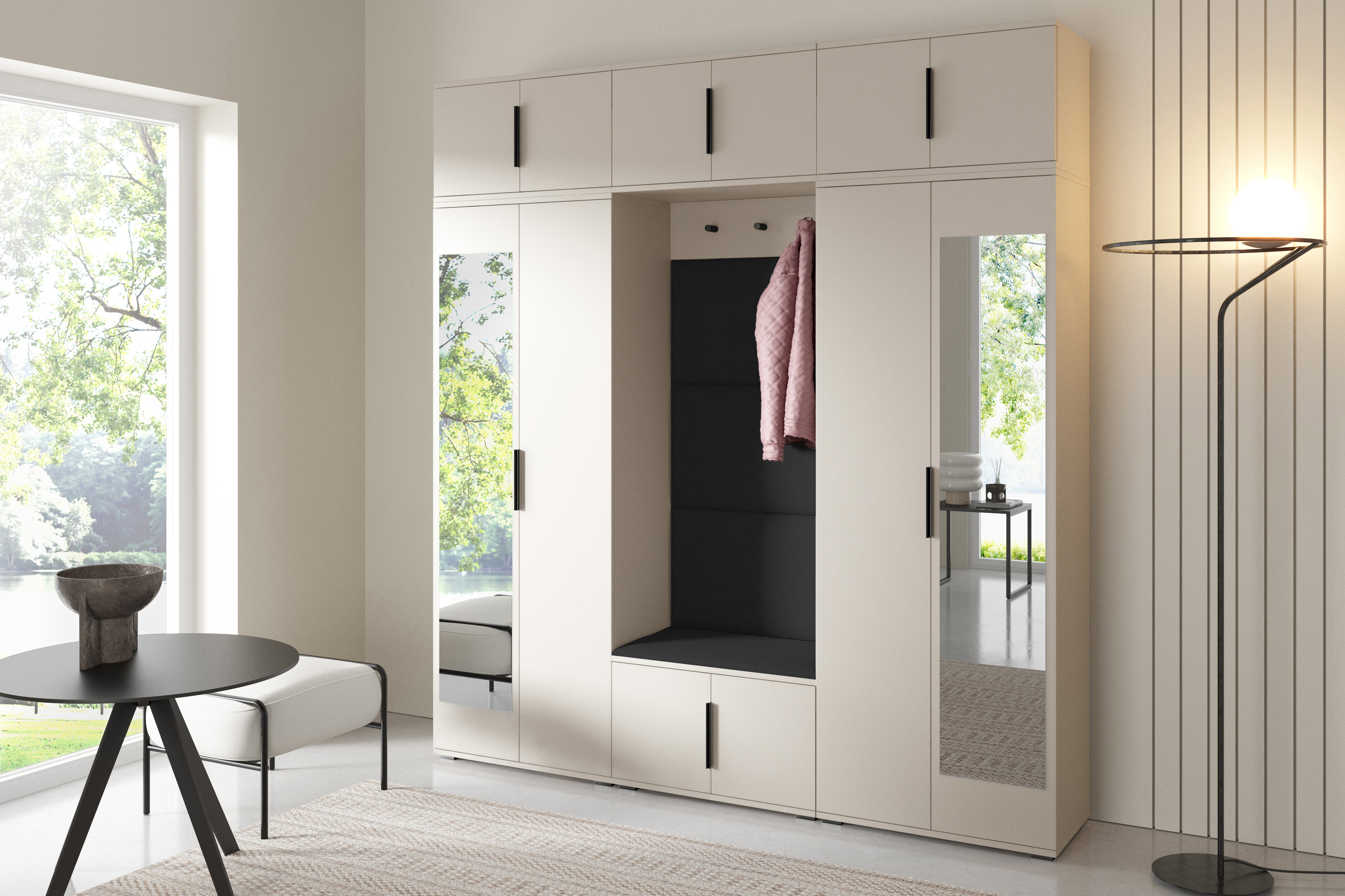 PK Bianco 2 Hallway Wardrobe Set - Upholstered Panels in Various Colours
