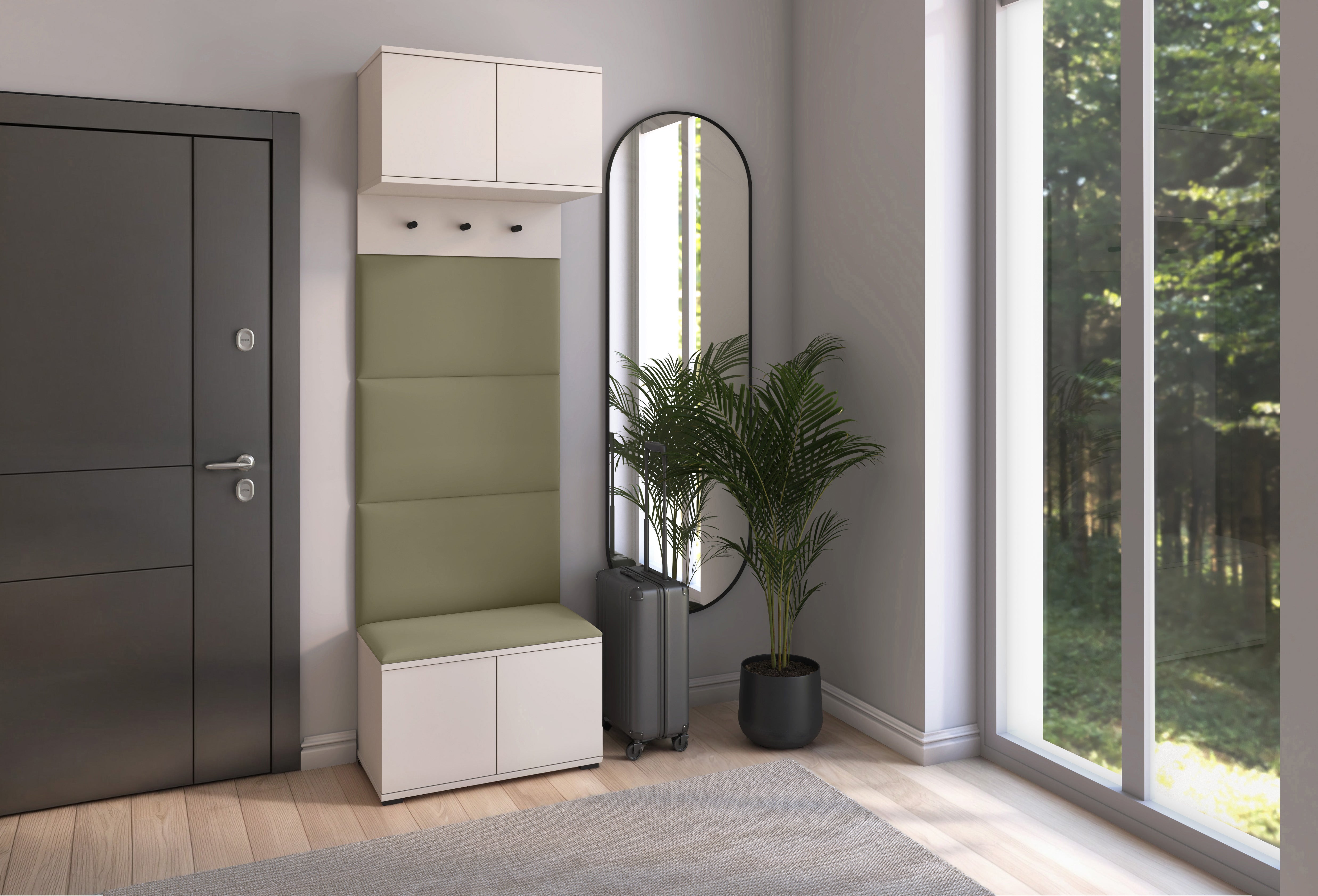 PK Bianco 5 Hallway Wardrobe Set – Upholstered Panels in Various Colours