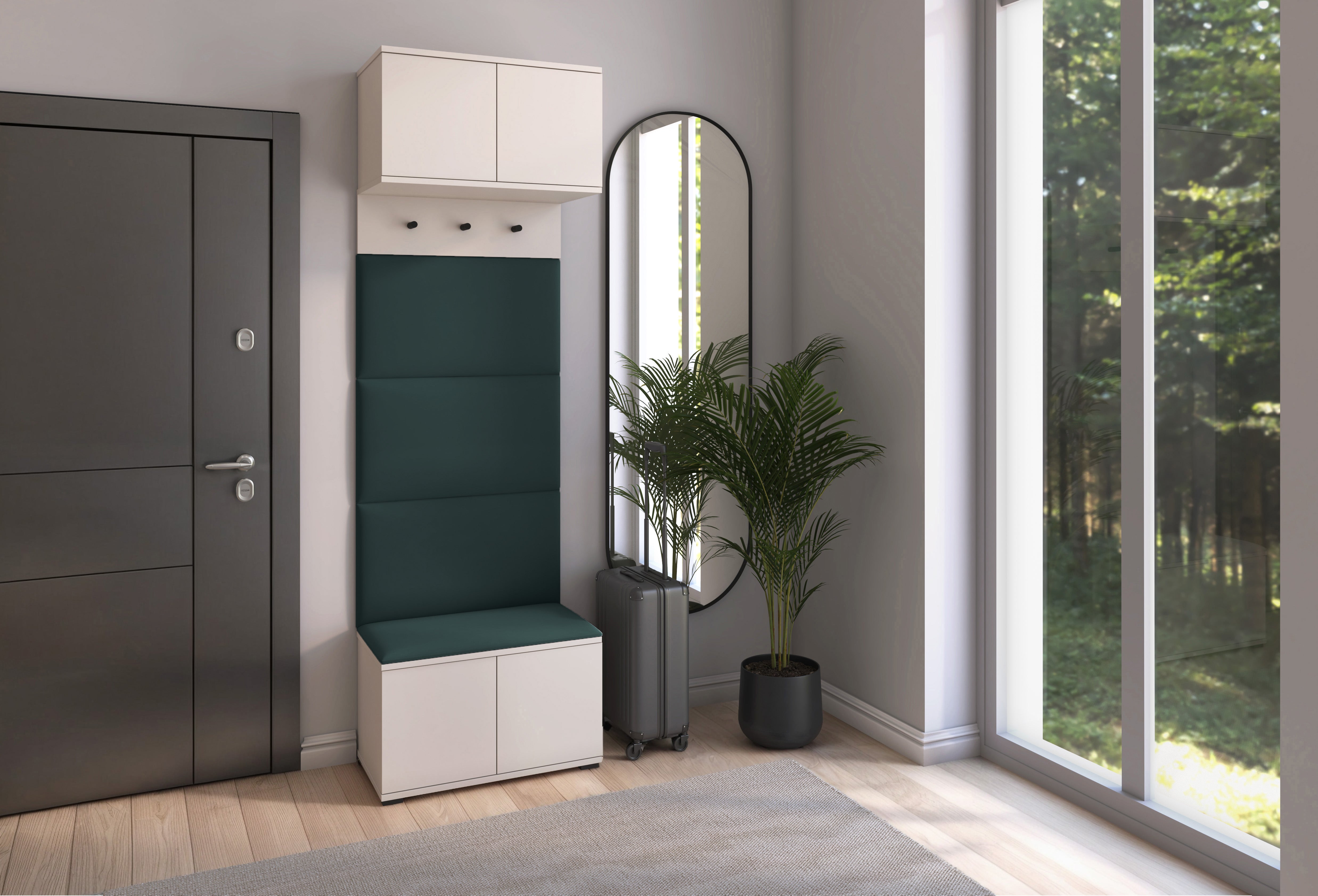 PK Bianco 5 Hallway Wardrobe Set – Upholstered Panels in Various Colours