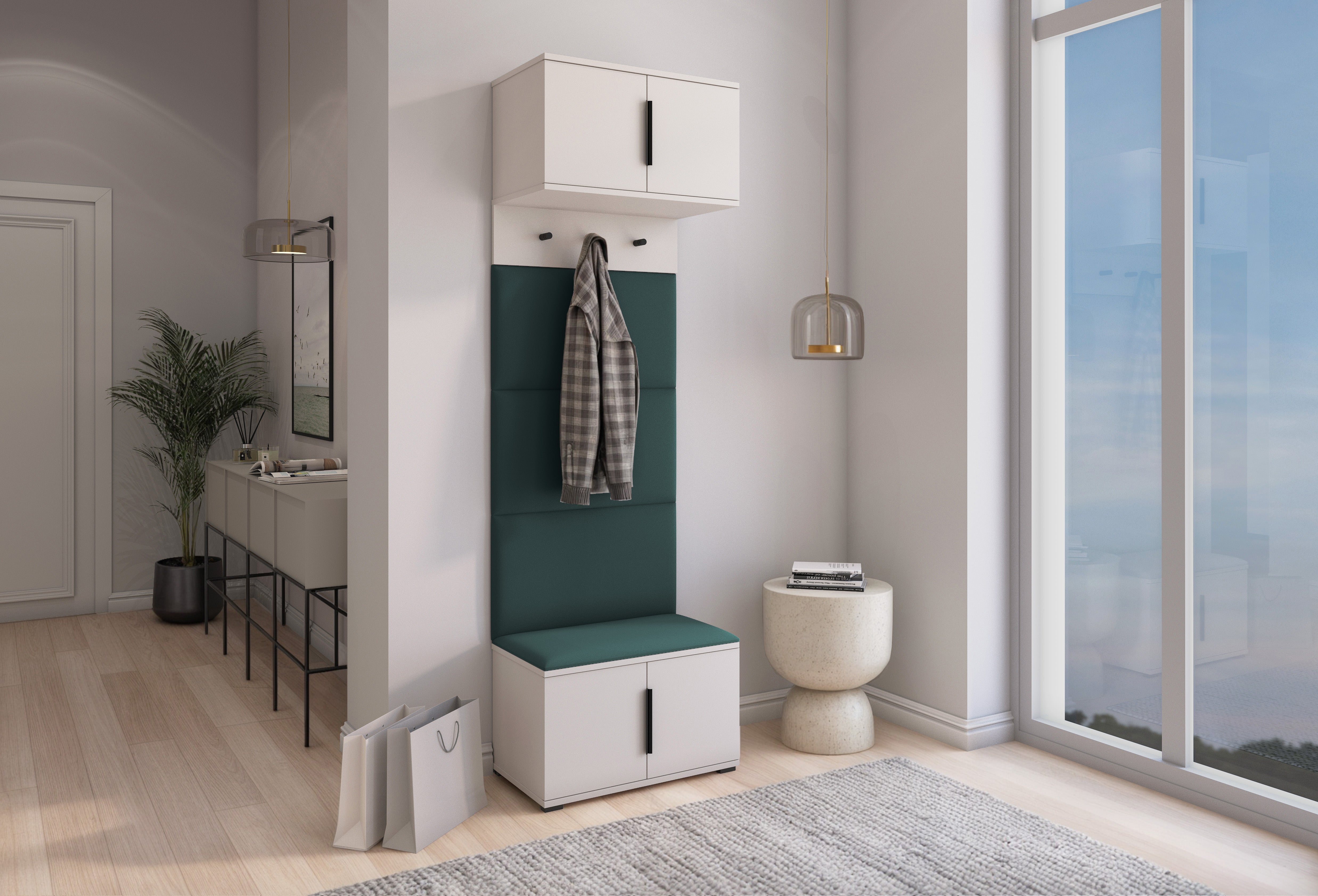 PK Bianco 5 Hallway Wardrobe Set – Upholstered Panels in Various Colours