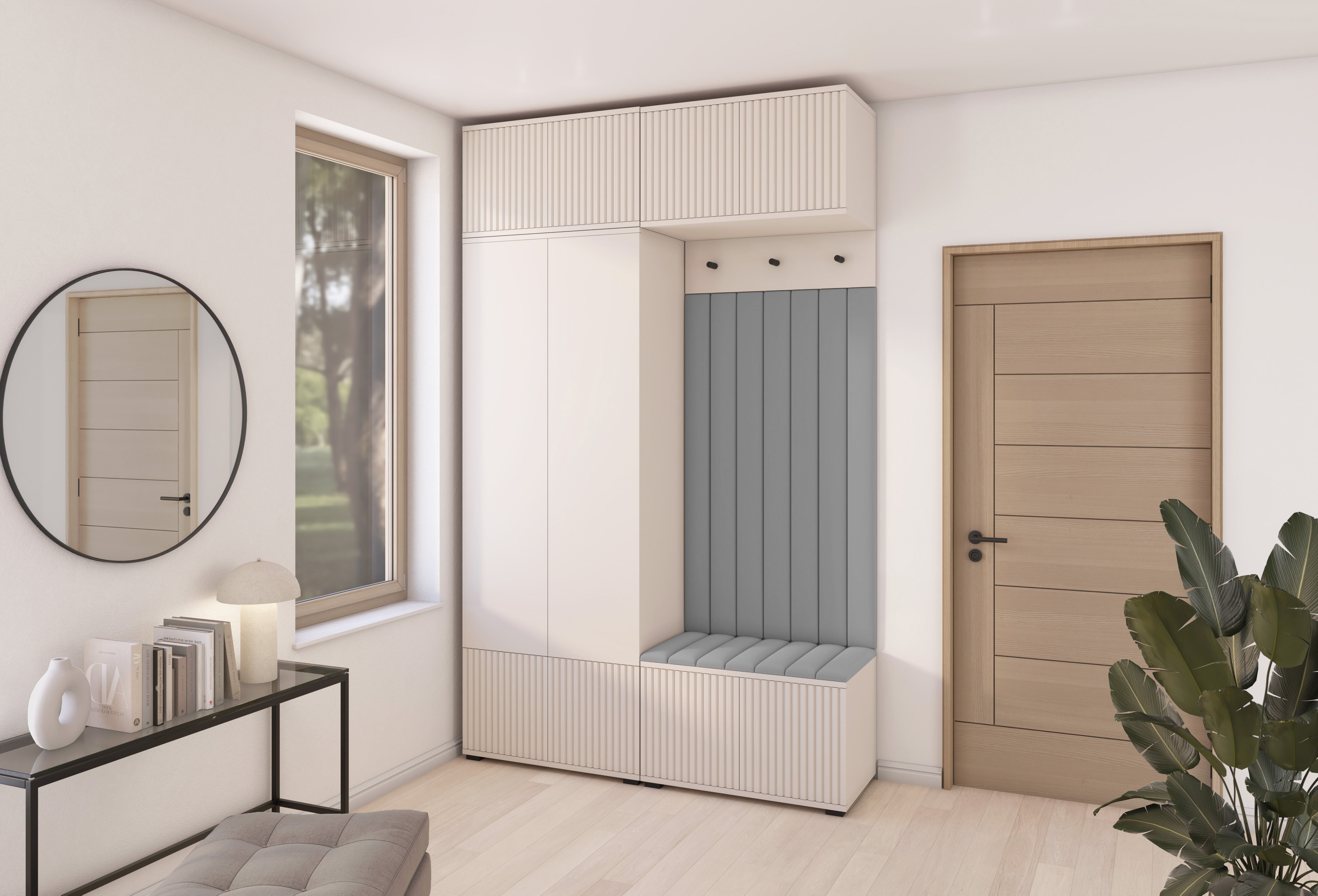 PK Rayo 2 Hallway Wardrobe - Upholstered Panels in Various Colours