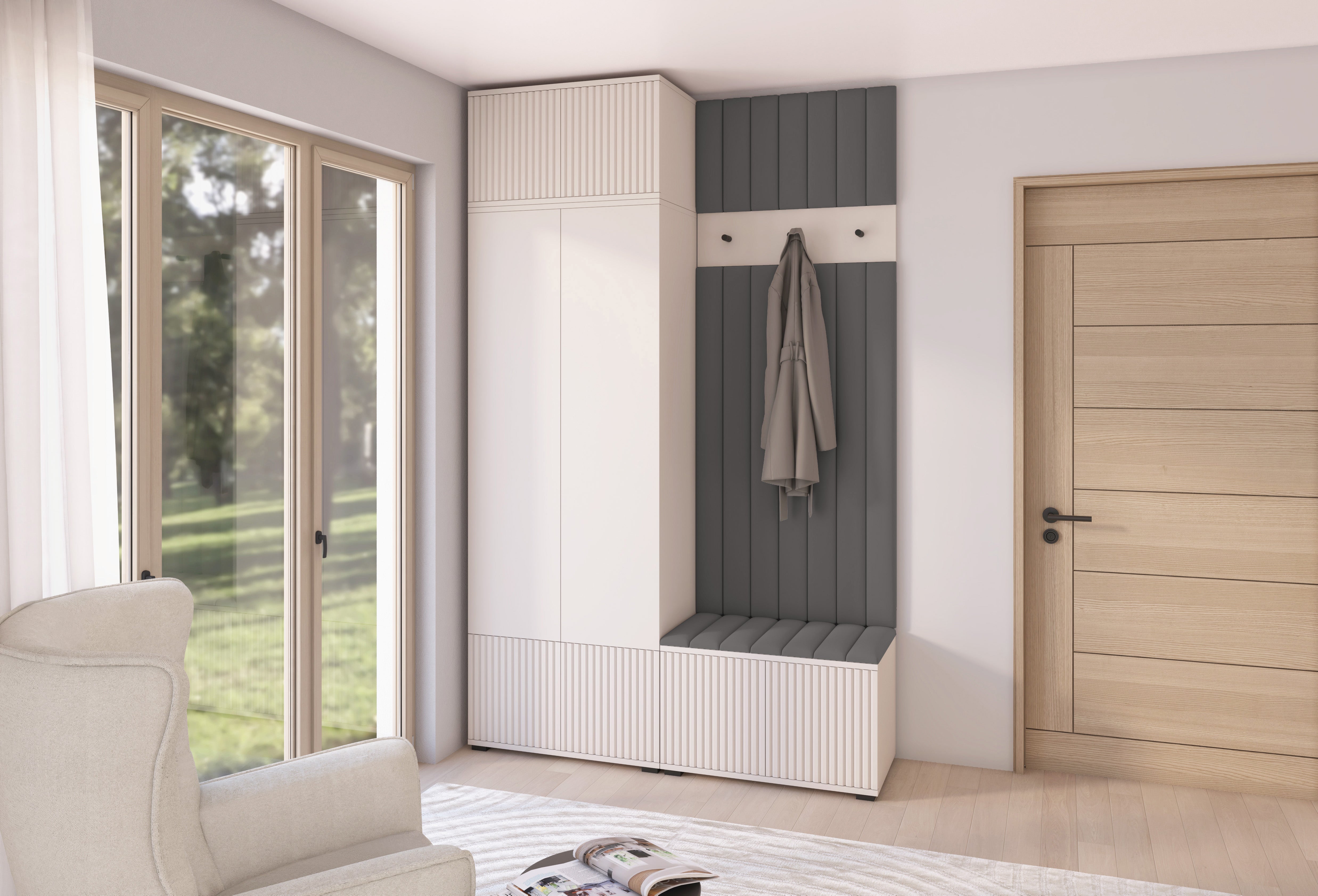 PK Rayo 4 Hallway Wardrobe - Upholstered Panels in Various Colours