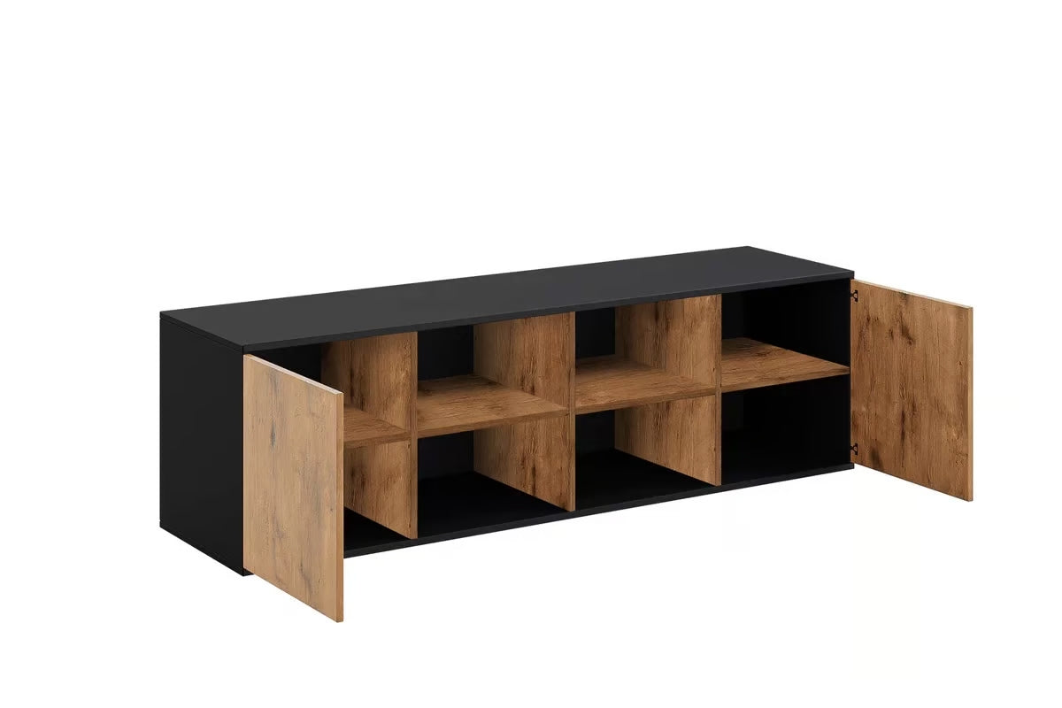Customizable Murphy Bed Horizontal Basic Furniture Set Black and Lancelot Oak 90, 120, 140 x 200 cm