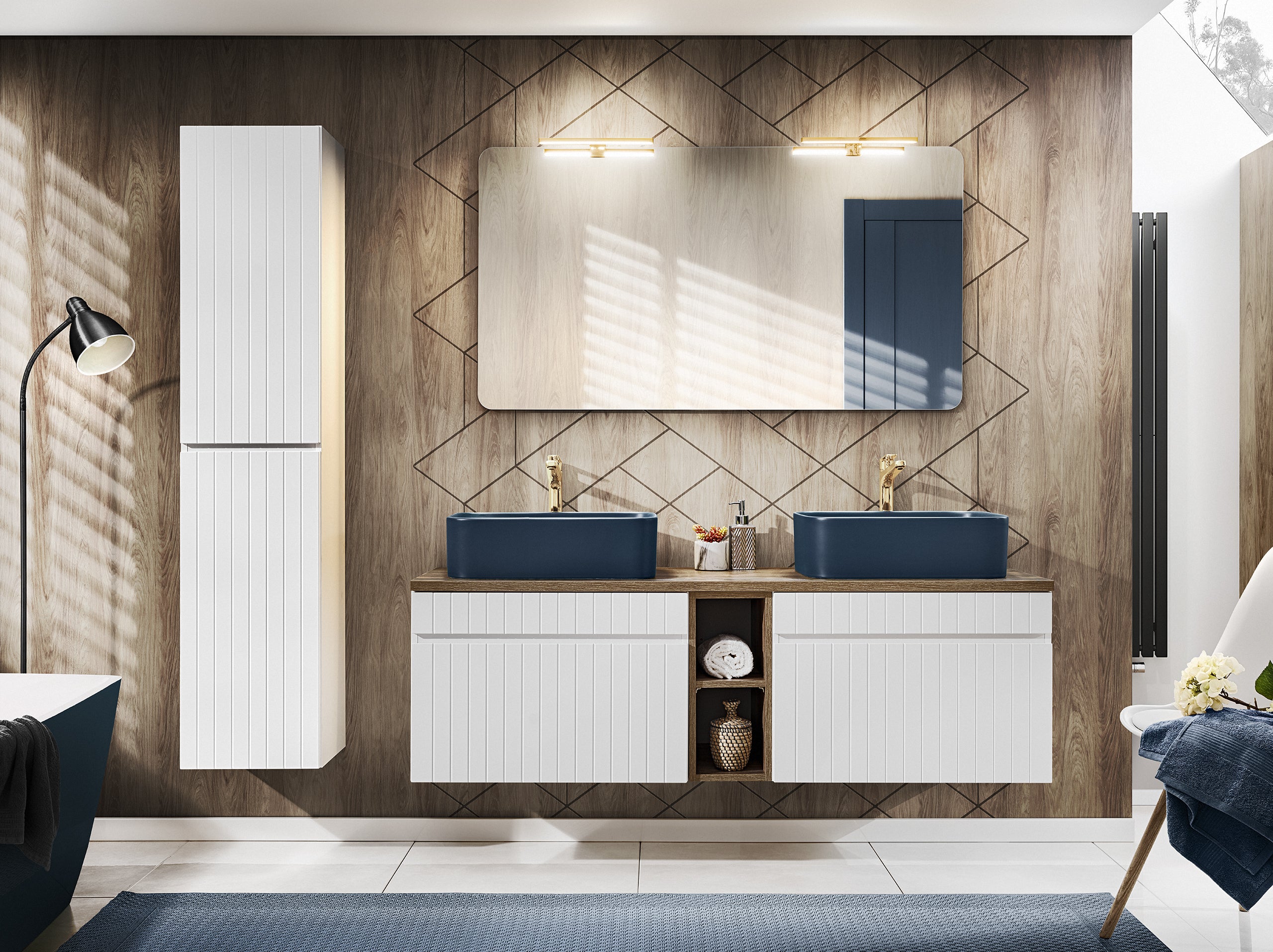 Iconic White Tall Cabinet – White Matt, 35 cm
