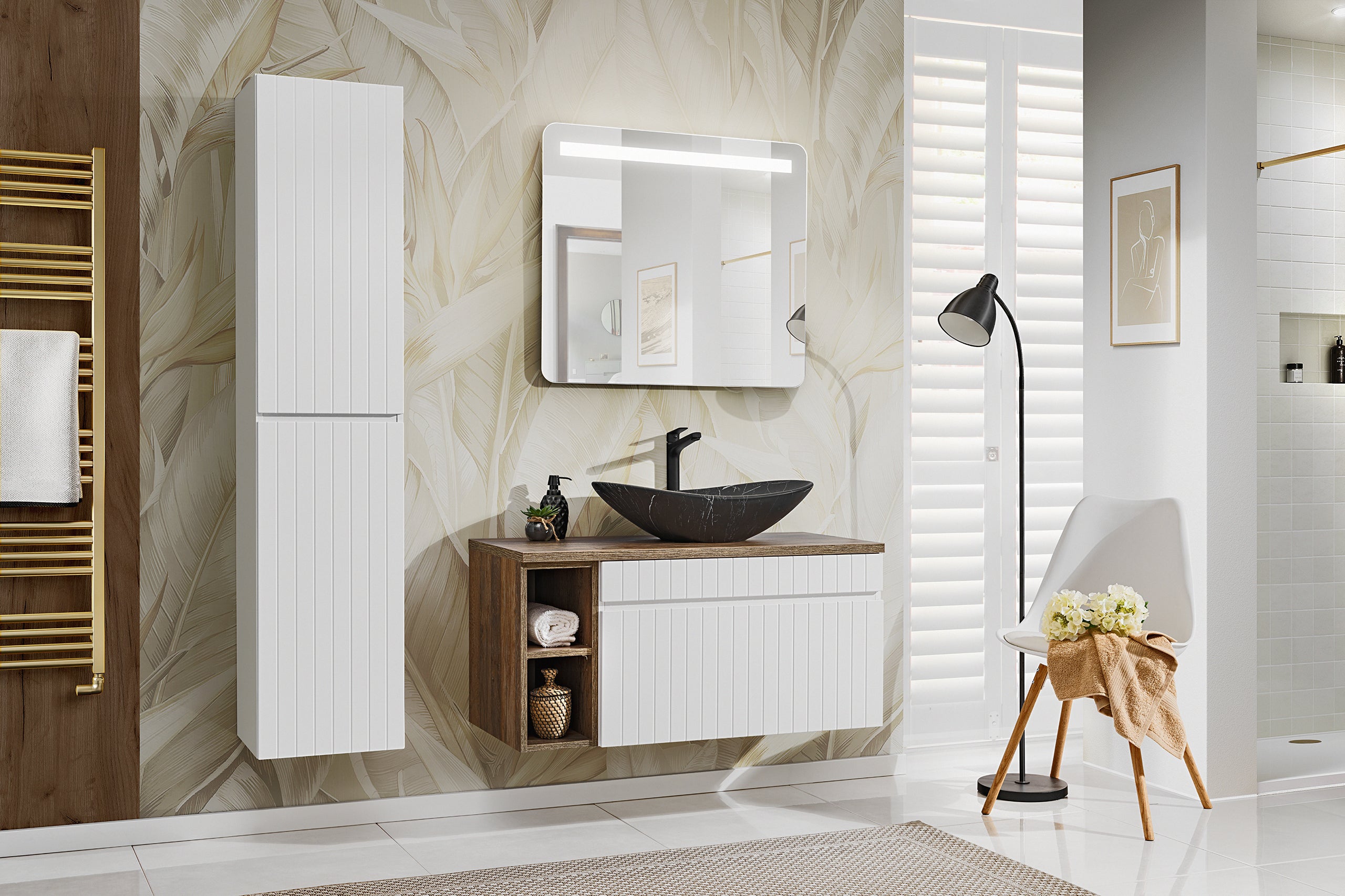 Iconic White Tall Cabinet – White Matt, 35 cm
