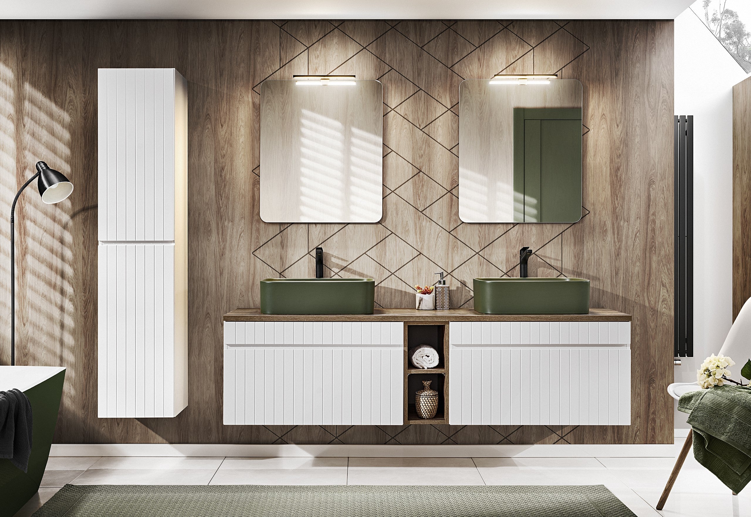 Iconic White Tall Cabinet – White Matt, 35 cm