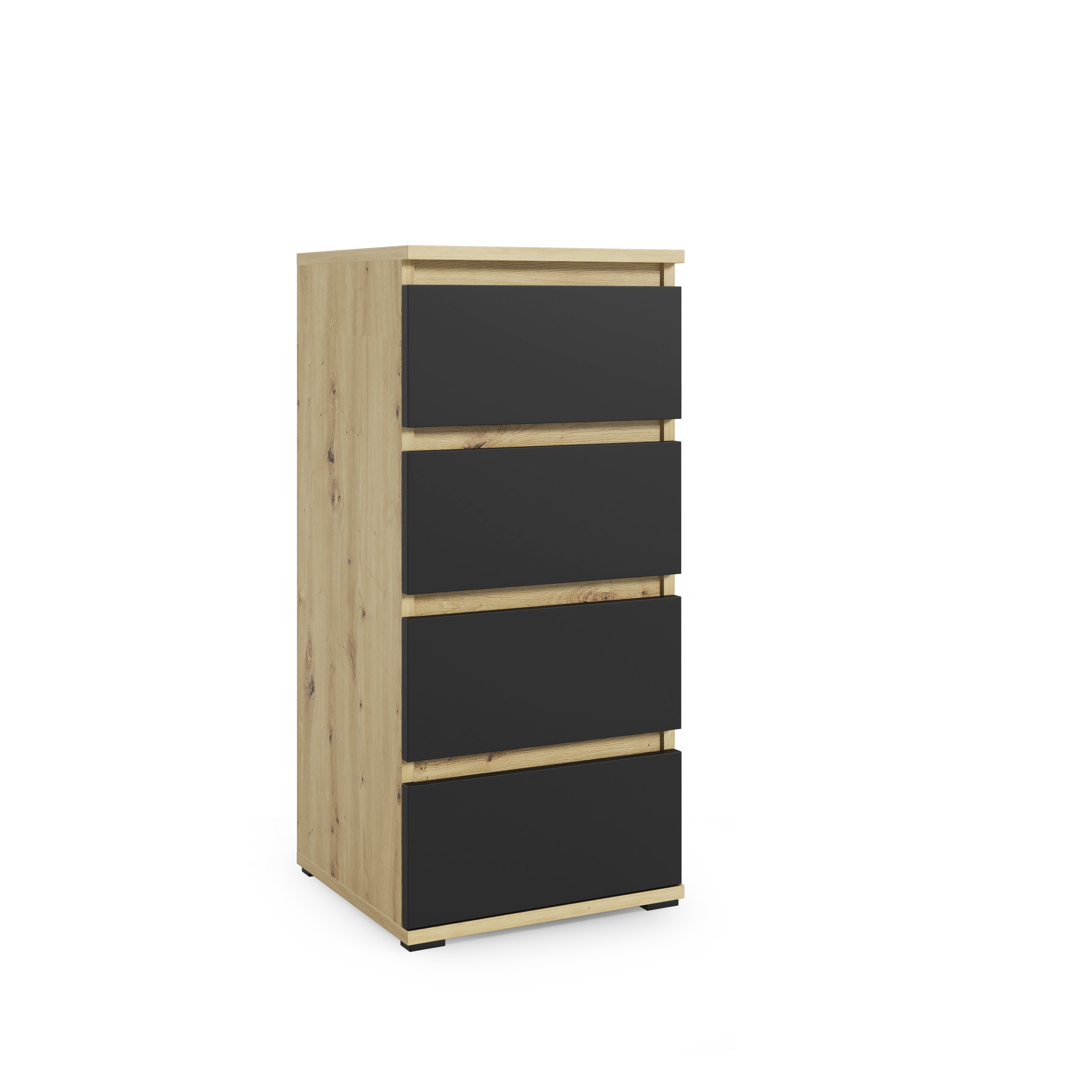 PK Emi 36 Hallway Wardrobe Aristan Oak\Black  - Upholstered Panels in Various Colours