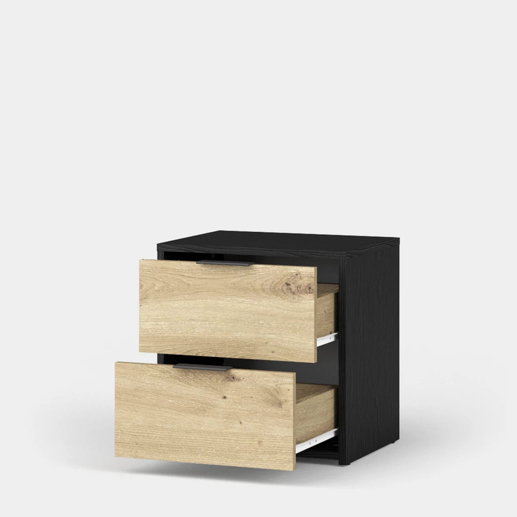 MO Upsala Nightstand Set – Black Graphite & Artisan Oak