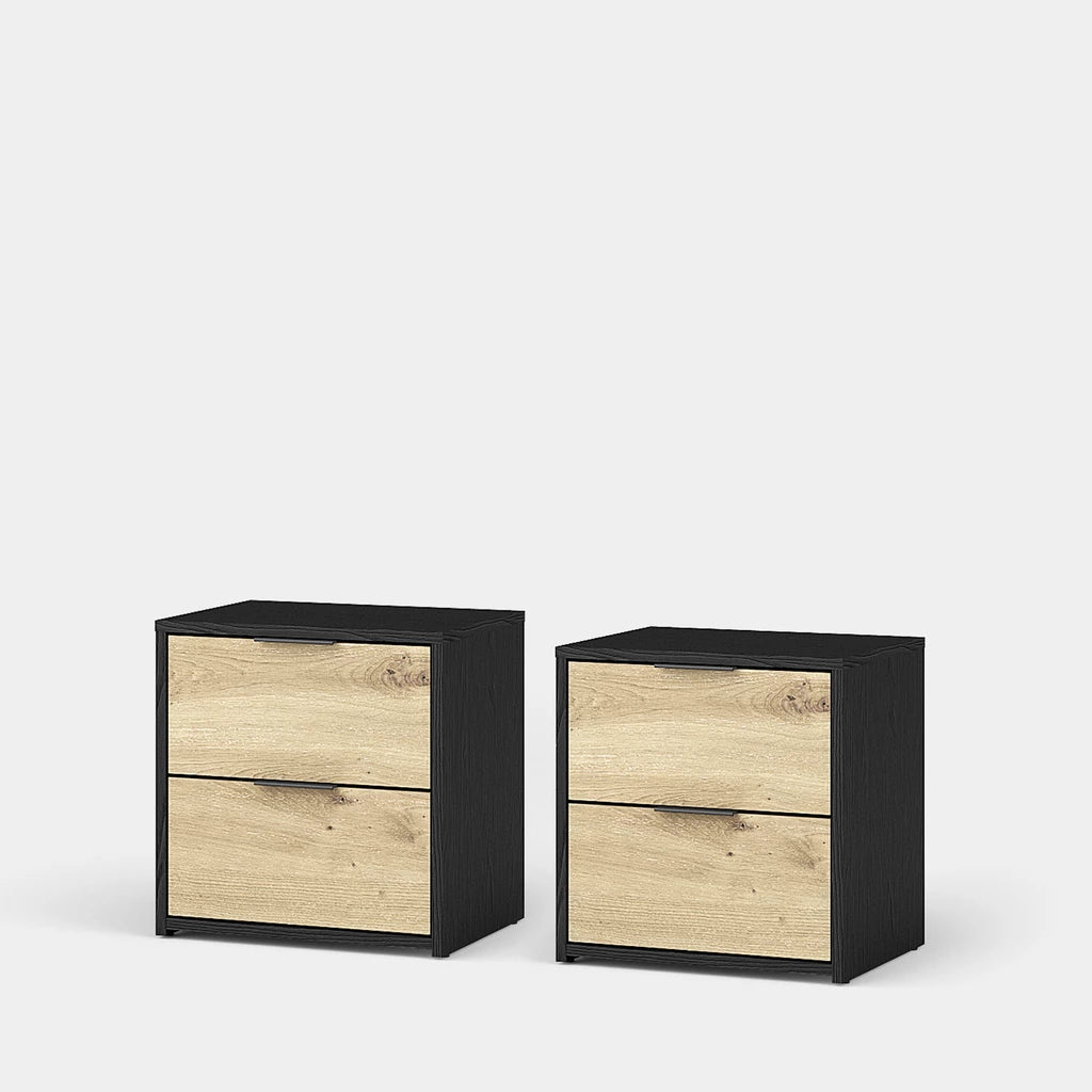 MO Upsala Nightstand Set – Black Graphite & Artisan Oak