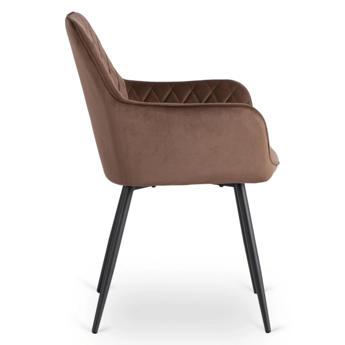 Elite BRESSO Upholstered Dining Chair – Brown Velvet Modern