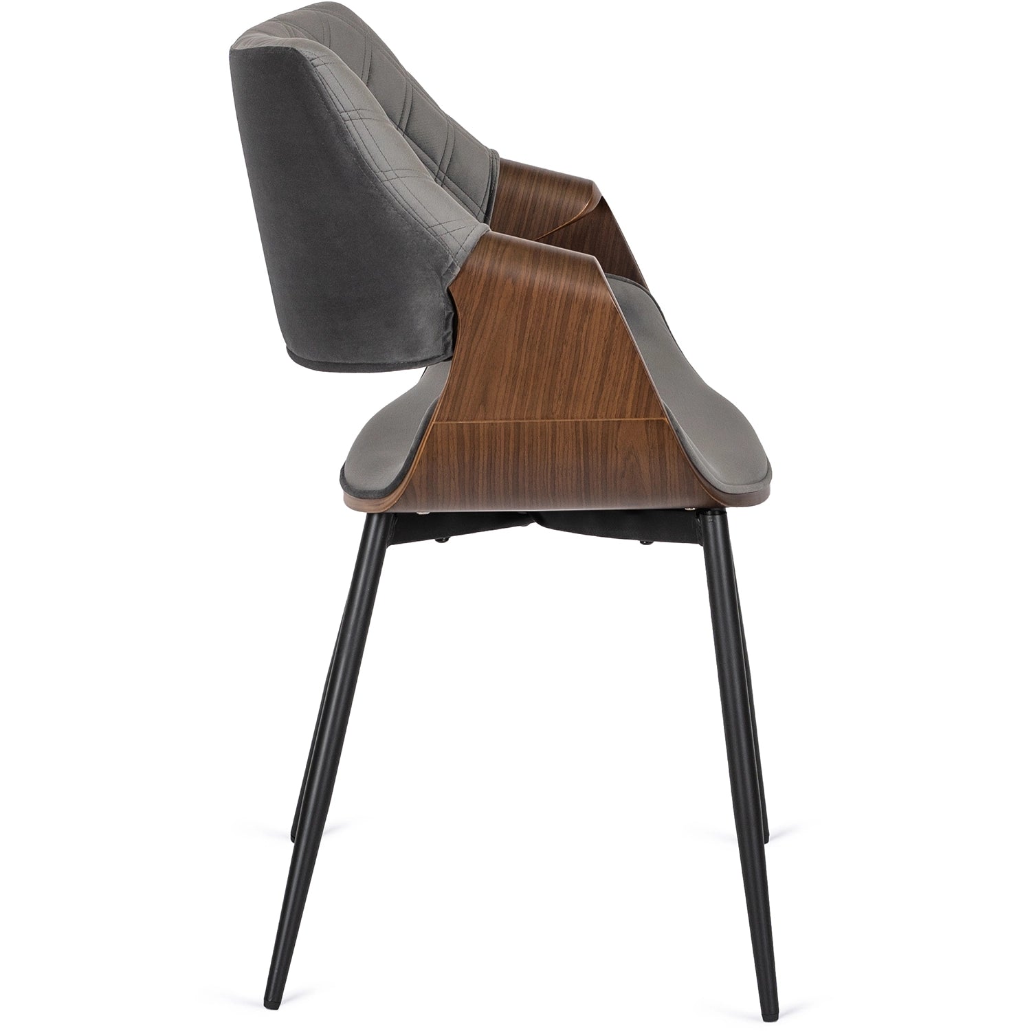Elite DAKOTA Gray/Walnut Velour Chair – A Blend of Modern & Classic Elegance