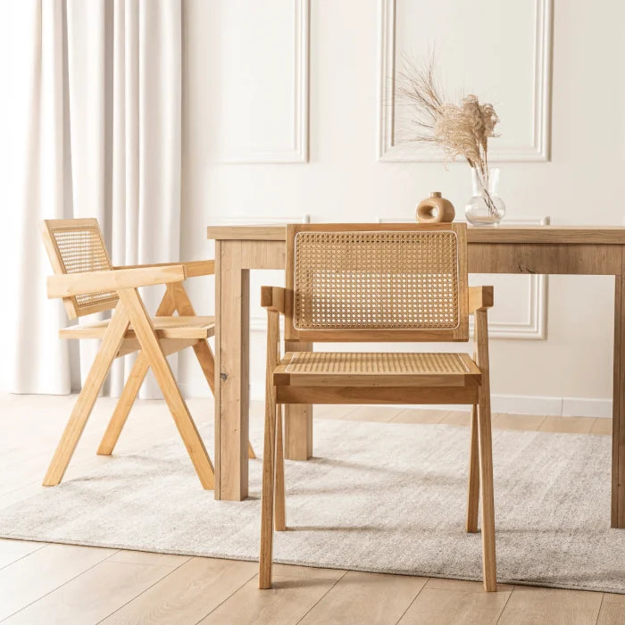 Elite MADERA Wooden Chair Oak / Beige – Classic Retro with Openwork Design