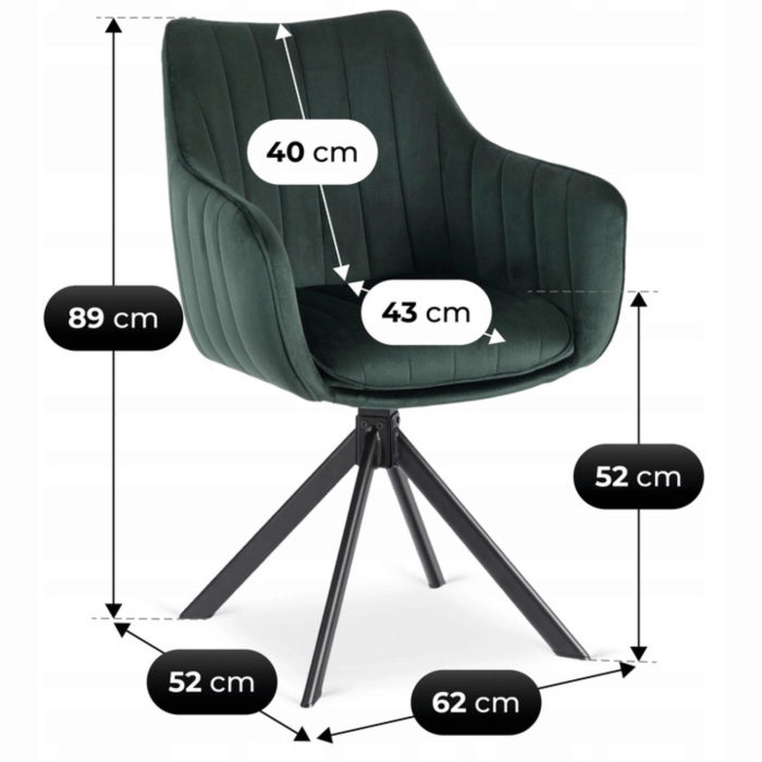 Elite MUMBAI Green Modern Upholstered Swivel Chair