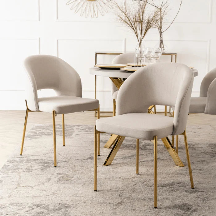 Elite BROS Upholstered Chair – Cream Glamour