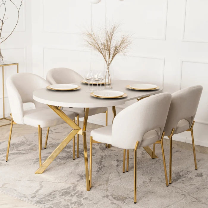 Elite BROS Upholstered Chair – Cream Glamour