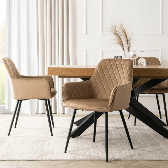 Elite BRESSO Upholstered Dining Chair – Beige Velvet Modern