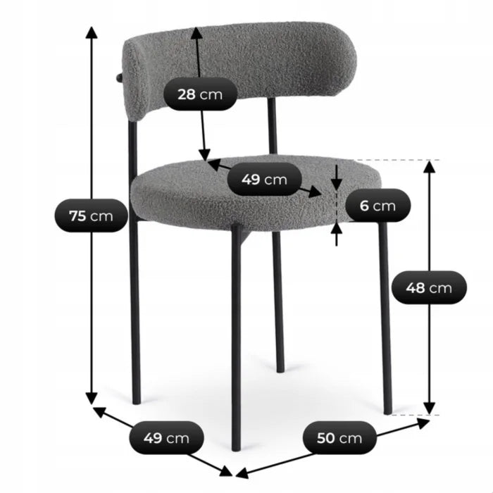 Elite TULSA Upholstered Lounge Chair – Grey Bouclé Modern