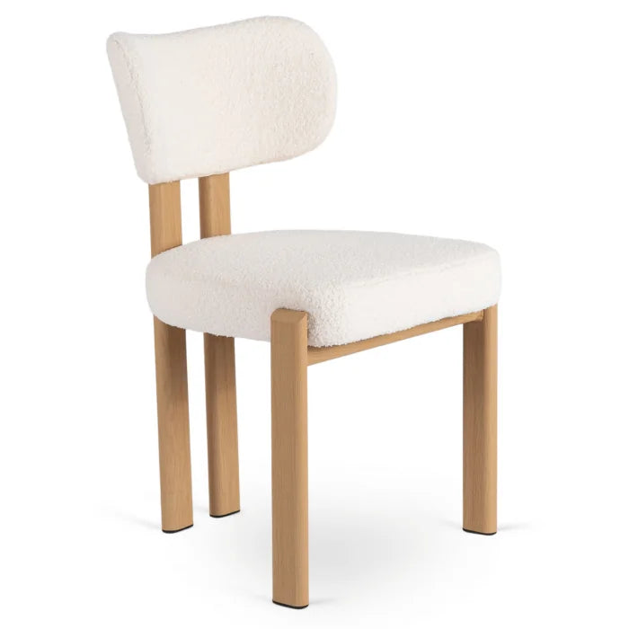 Elite GRENADA Upholstered Chair Oak/Cream Bouclé Modern