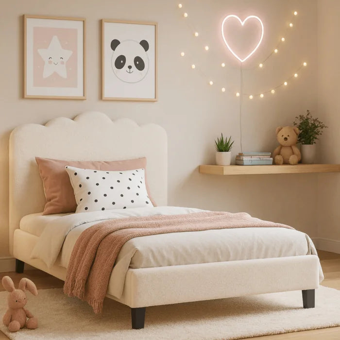 Elite CRATER Boucle Single Bed with Colour Options-120 x 200 cm