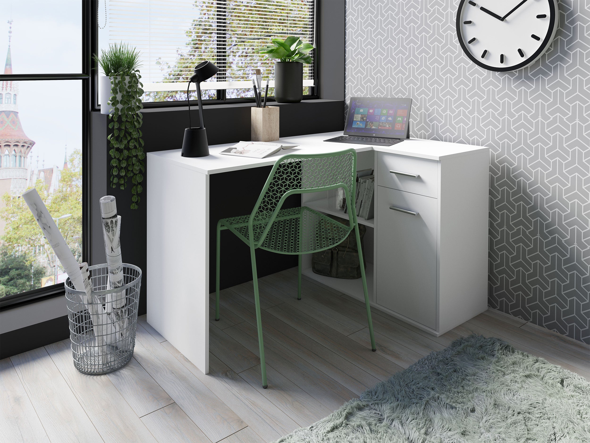 MO Begin Corner Desk – White