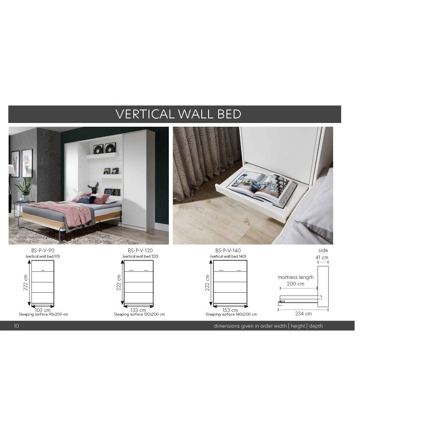 NE BASIC Murphy Bed Vertical Basic Sonoma Oak 90,120,140 x 200 cm Mattress