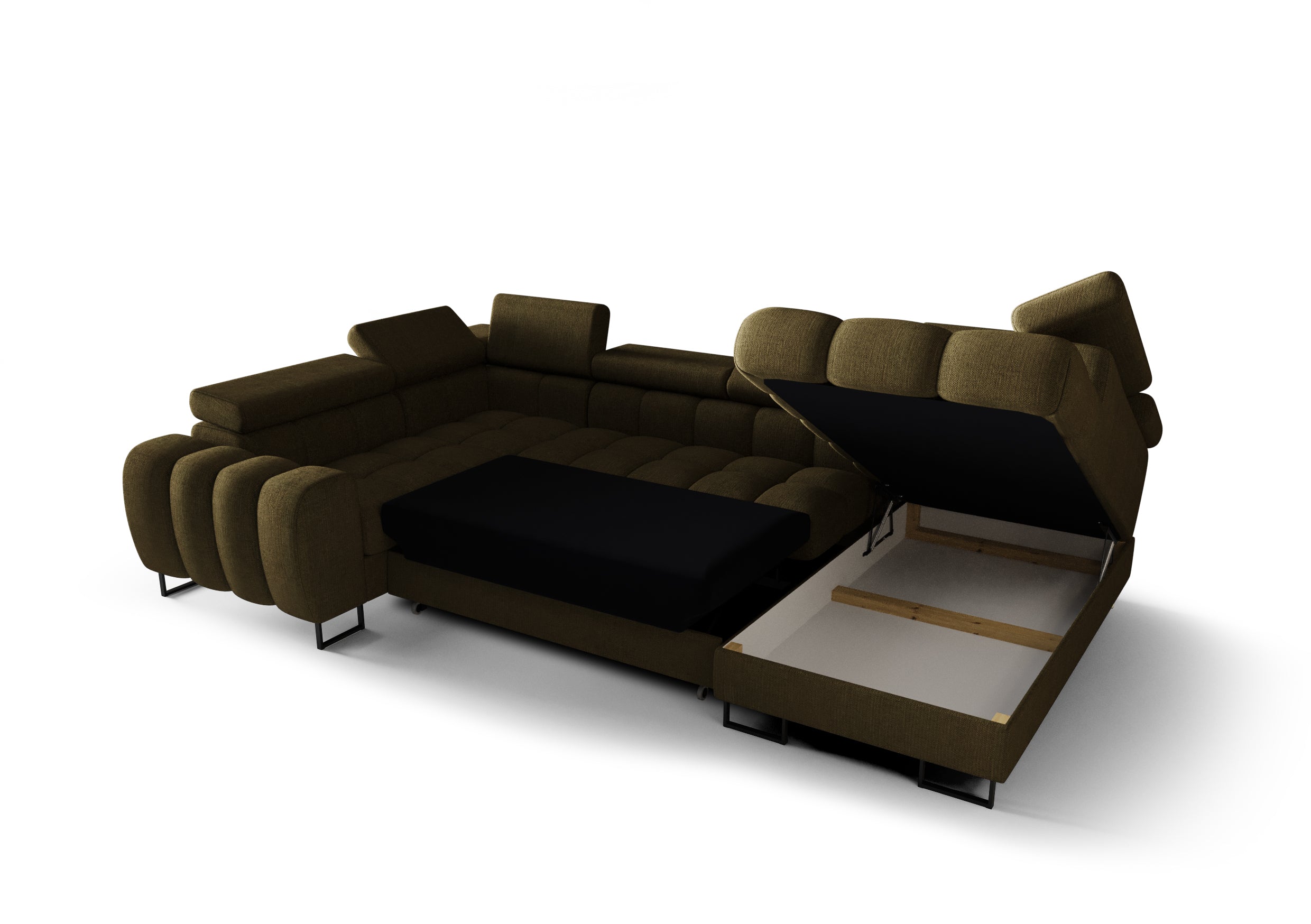 Aspen Max II 195×350×170 cm U-Shaped Corner Sofa Bed Right – Available in Various Colors and Fabrics