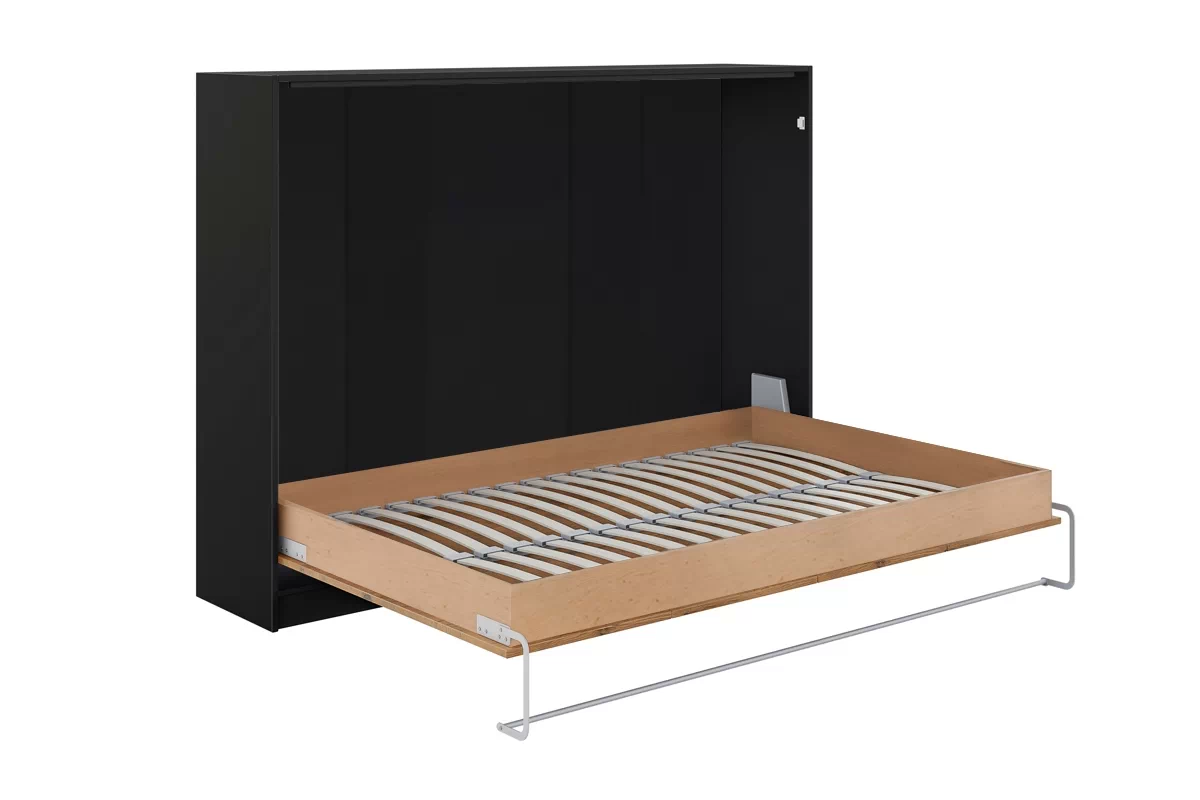 NE Murphy Bed Horizontal Black and Lancelot Oak 90,120 or 140 x 200 cm