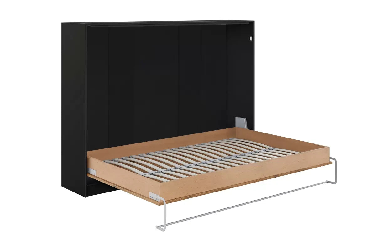 Customizable Murphy Bed Horizontal Basic Furniture Set Black and Lancelot Oak 90, 120, 140 x 200 cm