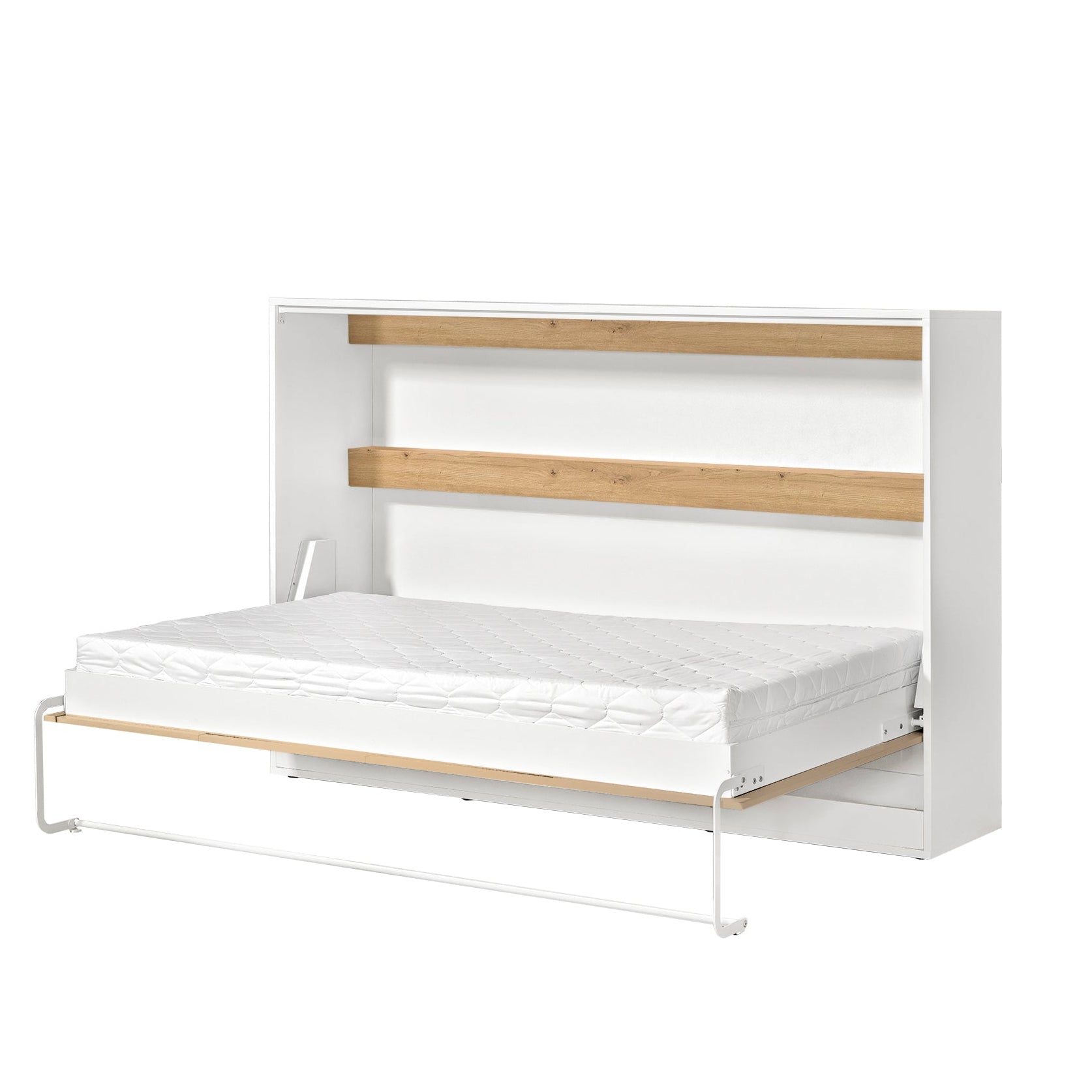 Customizable Domel Murphy Bed Horizontal Oak-White Set 120, 140, 160 x 200 cm