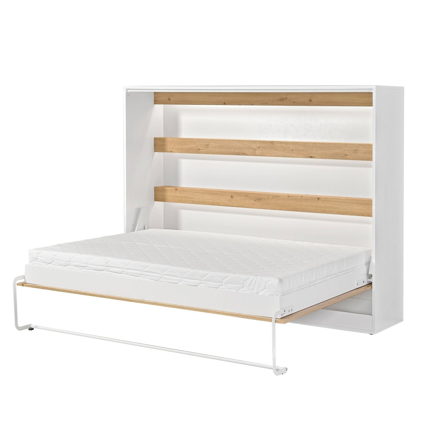 Customizable Domel Murphy Bed Horizontal Oak-White Set 120, 140, 160 x 200 cm