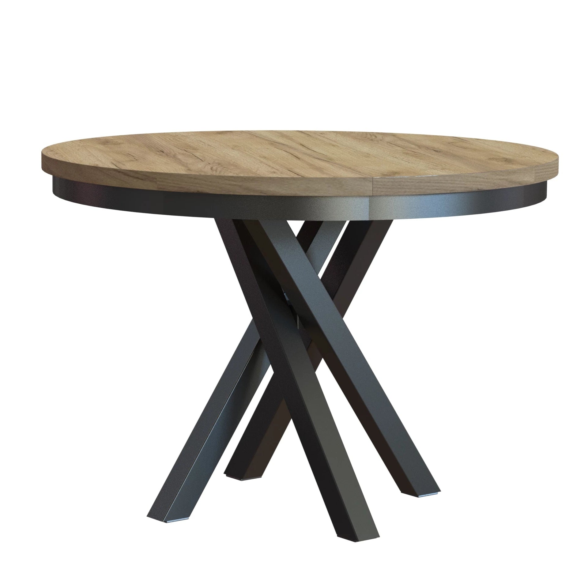 Round Extendable Dining Table Redpak Raven with Metal Ring (100/140) Lefkas Oak