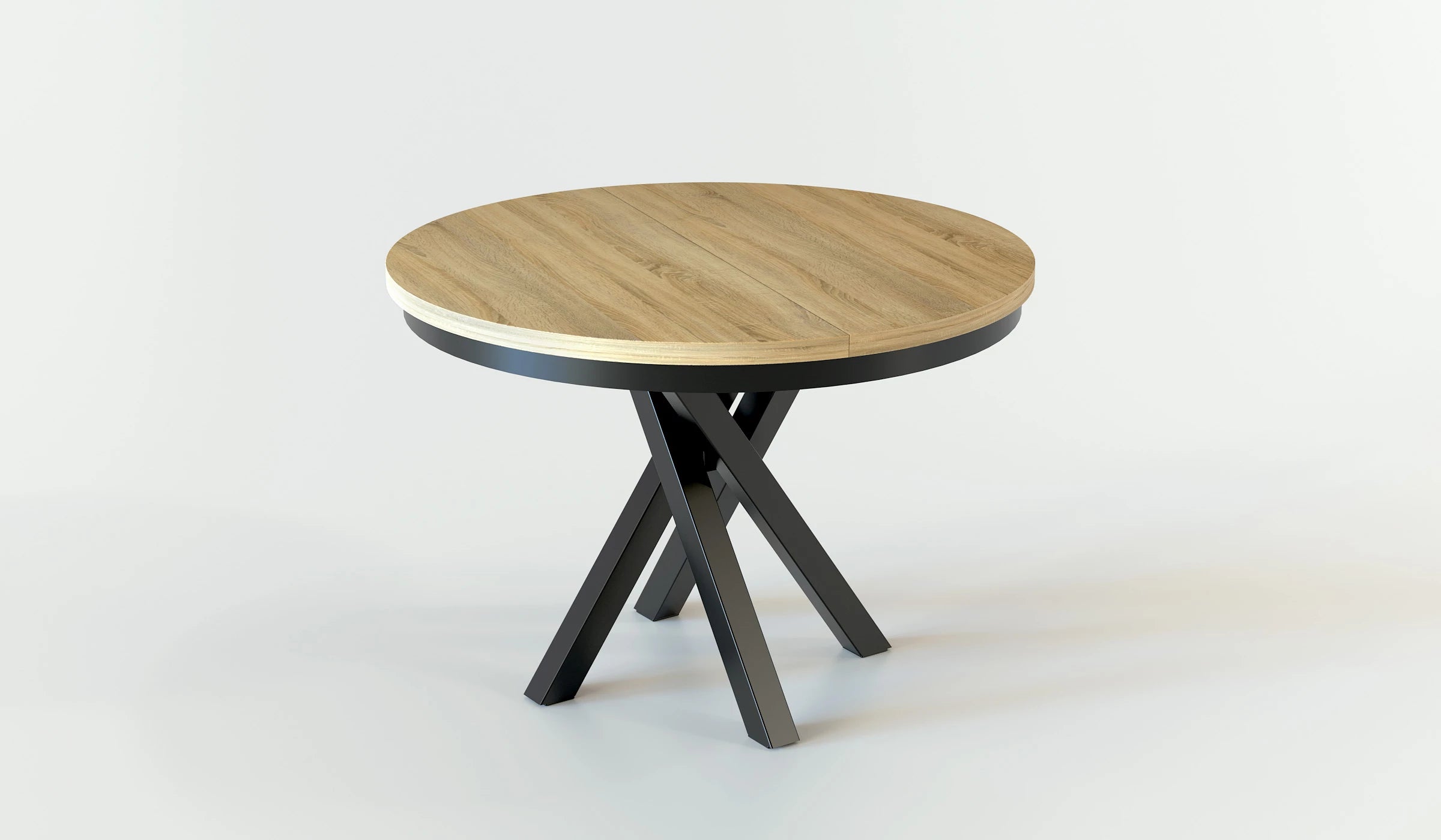 Round Extendable Dining Table Redpak Raven with Metal Ring (100/140) Hikora Oak