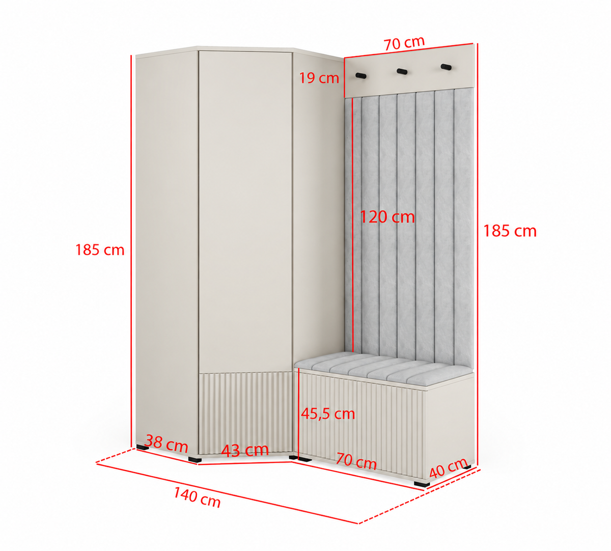 Rayo Wardrobe Set 12 – Cashmere, 140 cm