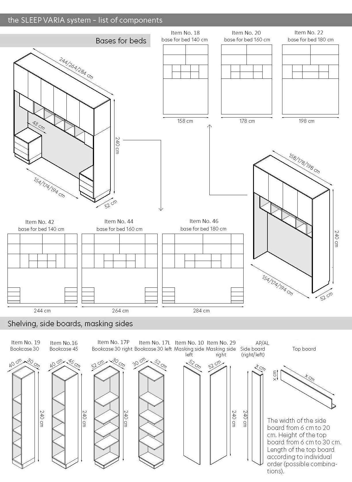 SLEEP VARIA Customizable Bedroom Build-in System with Nightstands – Oiled Oak / Oiled Oak
