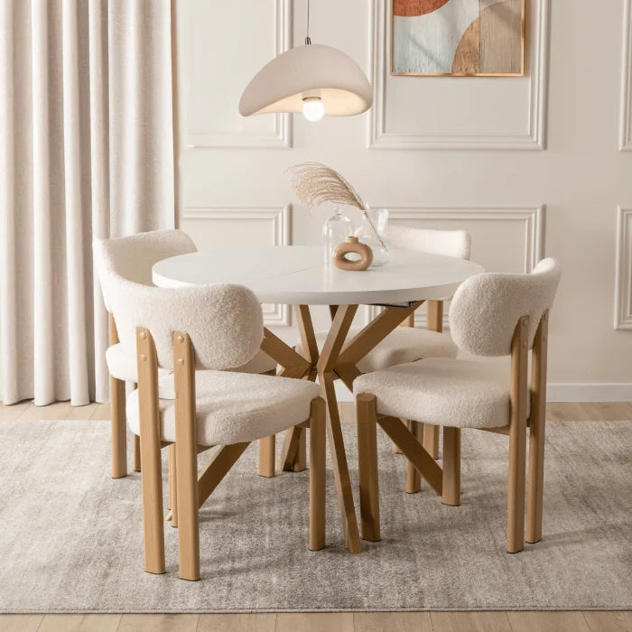 Elite LUKAS Round Extendable Dining Table 100–250 cm White/Scandinavian Oak