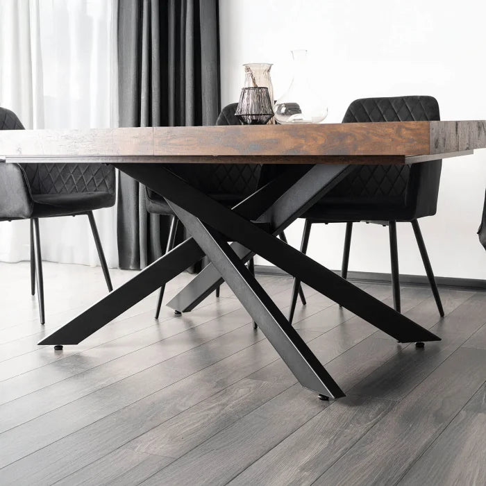 Elite HAMPTON Extendable Rectangular Dining Table 160–240 cm Rustic Oak / Black Modern Loft