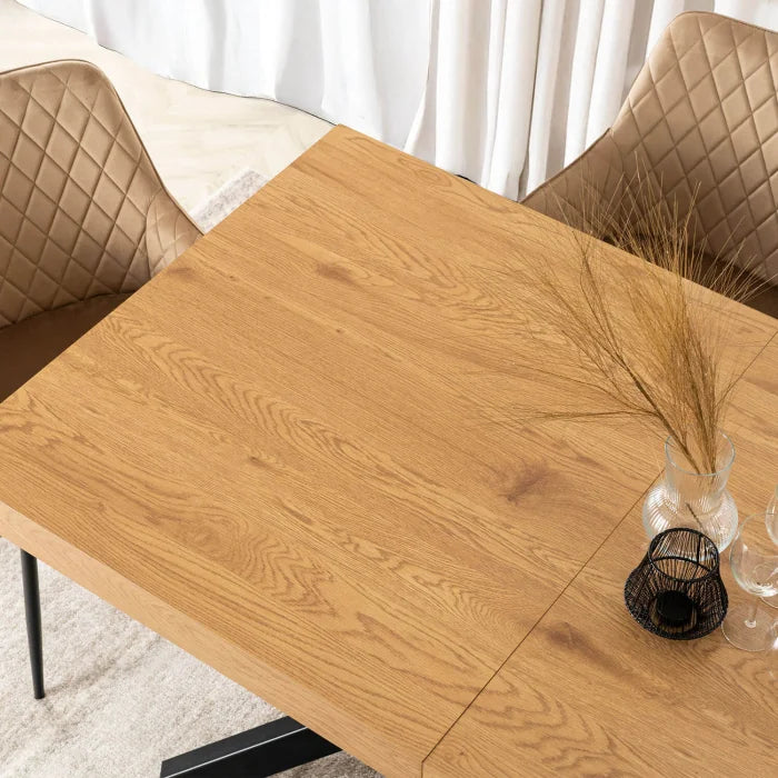 Elite HAMPTON Extendable Rectangular Dining Table 160–240 cm Rustic Oak / Black Modern Loft