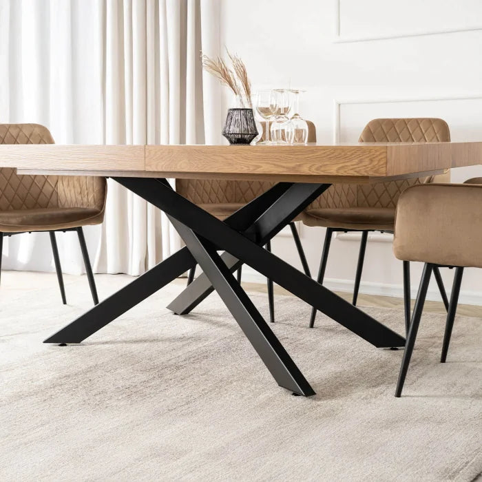 Elite HAMPTON Extendable Rectangular Dining Table 160–240 cm Rustic Oak / Black Modern Loft