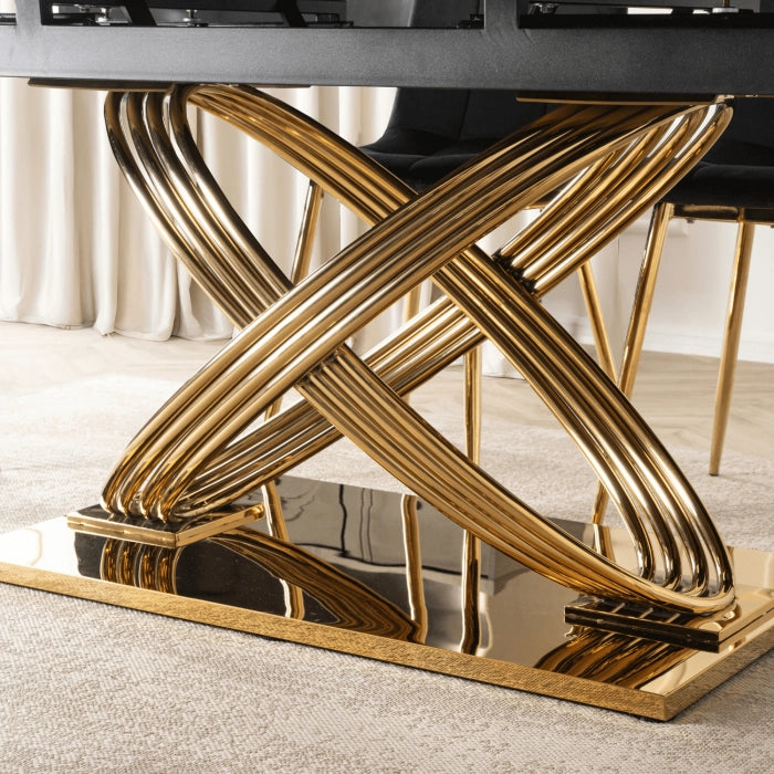 Elite IBIZA 160-240 cm Dining Table IBIZA 160–240 cm Black Marble/Gold, Modern Loft