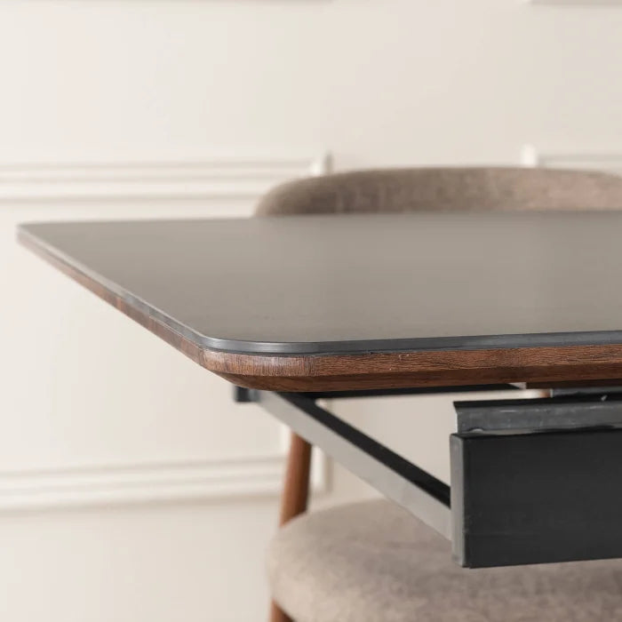 Elite LISBON Extendable Rectangular Dining Table 160–200 cm Ceramic Black/Walnut Dining Table Modern