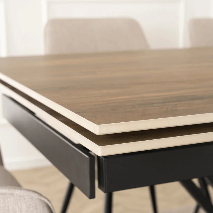 Elite REX Extendable Rectangular Dining Table 160–220 cm Ceramic Dark Brown/Black Modern Loft