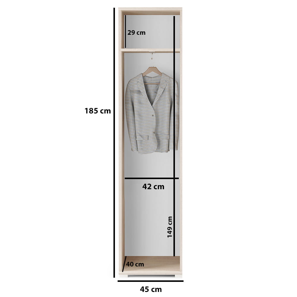 PK Emi 28 Hallway Wardrobe Aristan Oak/Black - Upholstered Panels in Various Colours