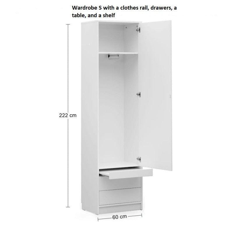 Basic Spacious Wardrobe with Pull-Out Nightstand